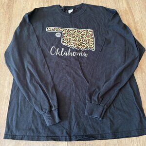 Oklahoma Leopard Print Long Sleeve Tee – Black